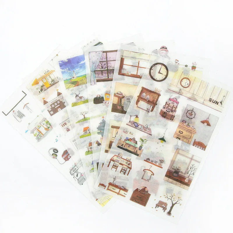 

6 шт., новые милые детские канцелярские наклейки для творчества, альбомов, скрапбукинга, дневника, украшения, мультяшное изображение