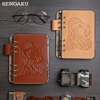 b6 genuine leather printed lion notebook retro cowhide diary journal sketchbook planner travel notebook cover loose page