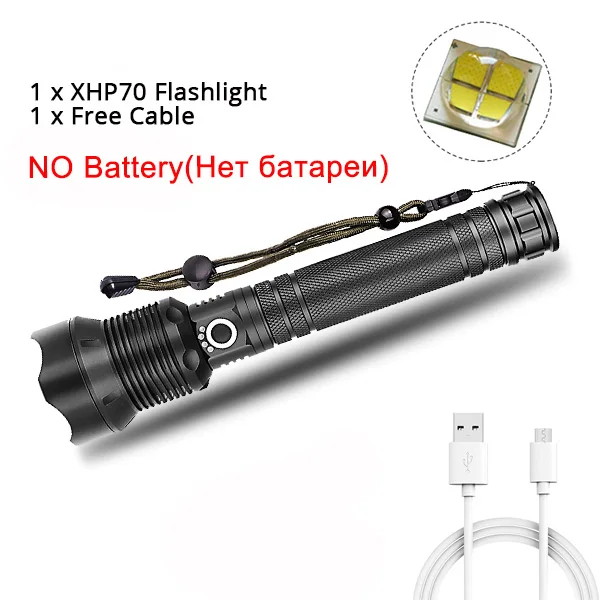 Package E Сверхмощный светодиодный фонарь XHP70.2 Xlamp XHP50, яркий USB фонарь с зумом, 18650, 26650, перезаряжаемый охотничий фонарь, 5 режимов - Испускаемый цвет: Package E
