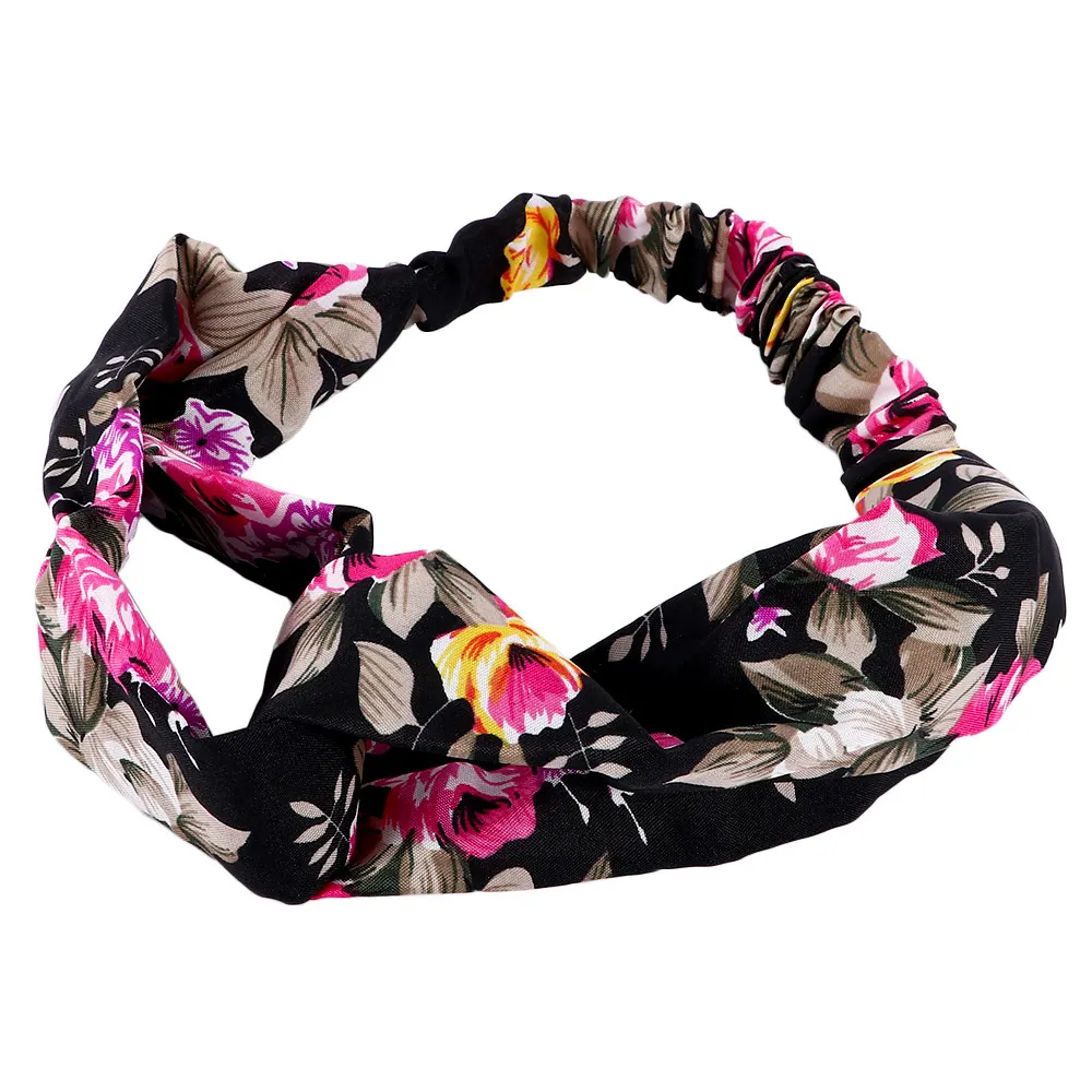 Женская эластичная повязка на голову с узелком цветочным принтом| |