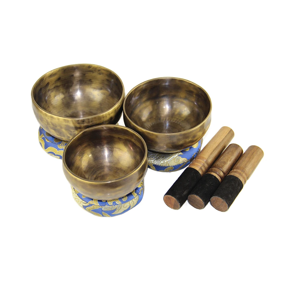 Античные поющие чаши античный дизайн с двойной поверхностью молоток и Йога