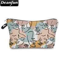 deanfun 3d printing abstract face cosmetic bag waterproof printing handbag girl beauty makeup bags 55422