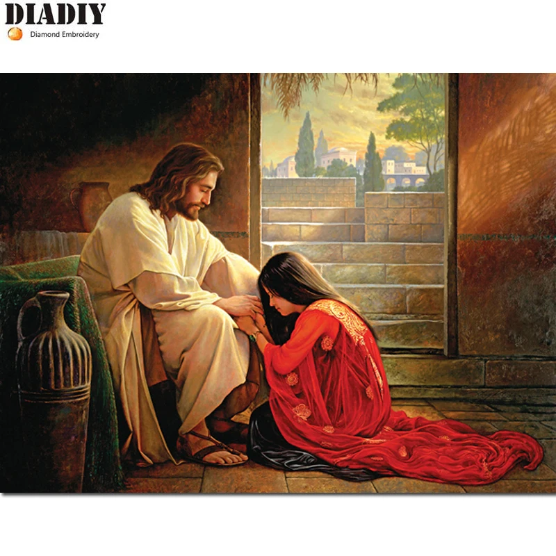 

5D DIY Diamond Painting Forgiven Jesus Embroidery Full round Diamond Cross Stitch Rhinestone Mosaic Painting wedding Decor