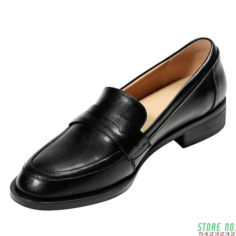 

Лоферы женские из телячьей кожи, на плоской подошве, с круглым носком, ручной работы