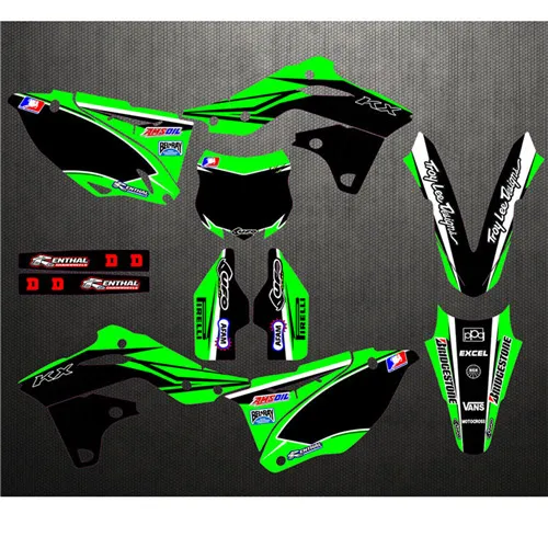 Настраиваемые Графические наклейки для команды Набор наклеек Kawasaki KXF250 2004 2019 / KXF450