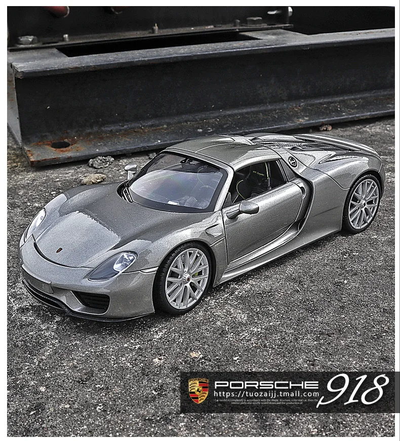 Welly 1:24 Porsche 918 модель автомобиля из сплава Модель автомобиля украшение автомобиля коллекция Подарочная игрушка Литье под давлением модель игрушка для мальчиков