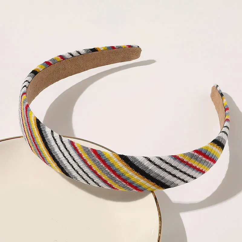 Женский обруч с радужными полосками вязаная повязка на голову для макияжа