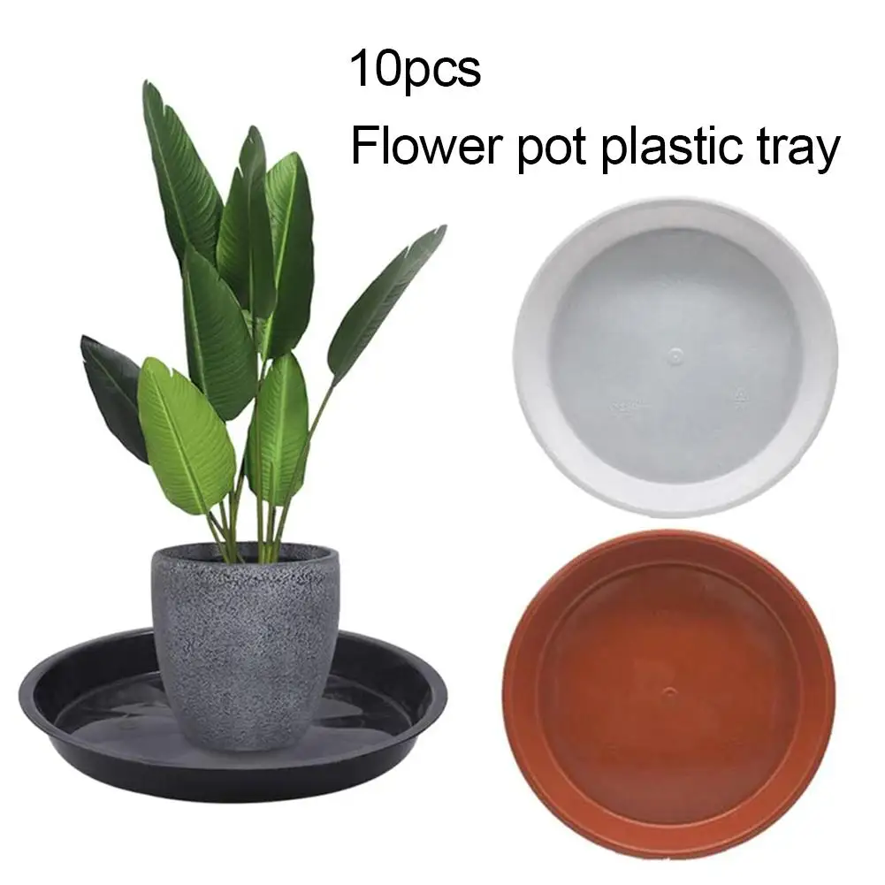 

10Pcs 10Sizes Plastic Round Shape Home Garden Flower Pot Planter Tray Saucers
