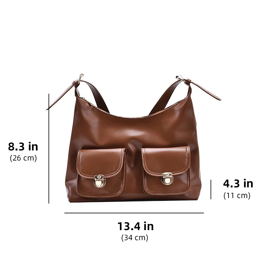 

Vintage Women's Bag Solid Multiple Pockets Women's Shoulder Bag High Quality Pu Female Bags Large Capacity Bags For Women 2021