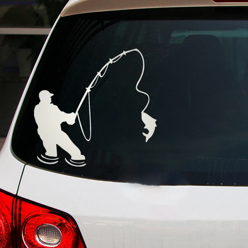 

Funny Car Sticker Fishing Fisherman Waterproof Multiple Sizes Vinyl Decal for Auto Stickers Styling KK14*14cm