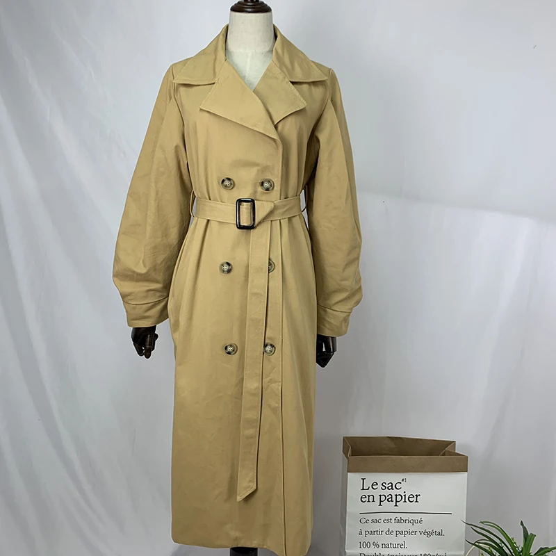 

2020 spring autumn New Fashion Streetwear Double Breasted overcoats casual women's windbreaker lantern sleeve women Trench coats