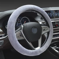 winter warm new fleece steering wheel cover car short velvet with inner ring grip cover car universal steering wheel cover acces
