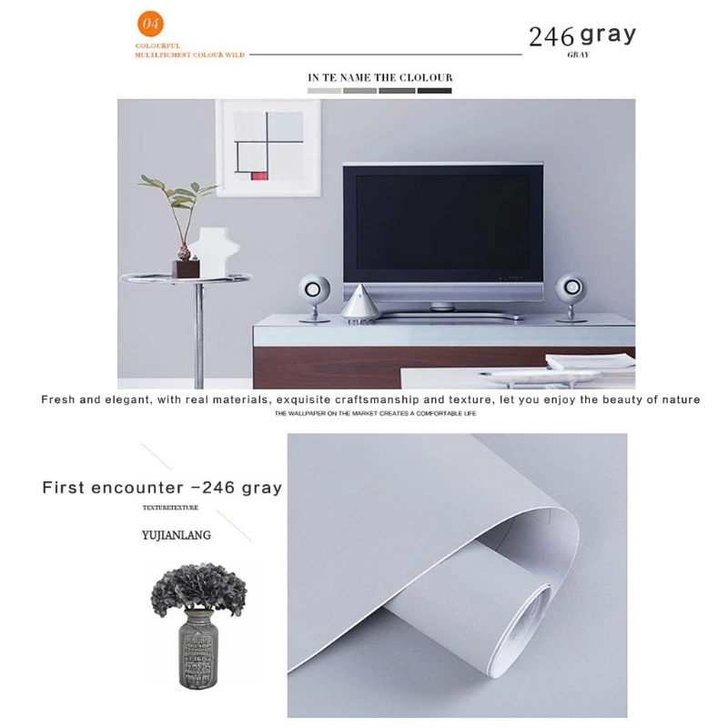 

Solid Matt Vinyl Self Adhesive Wallpaper DIY Waterproof Wall Stickers Home Decor Films Living Room Kitchen Door Poster