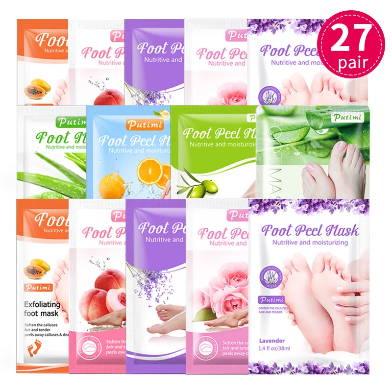 Putimi 27 Пакет Отбеливание отшелушивающая маска для ног педикюрные носочки пилинг