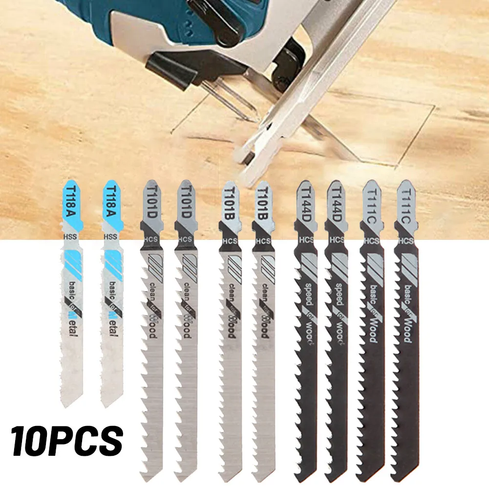 

10PCS Jig Saw Blades 52-76mm 76/100mm T118A T111C T144D T101D T101B Assorted Blades T-Shank For Sawing Thin Metal Wood Plastic