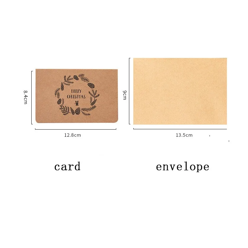 

4pcs envelope with 4pcs greeting card Literary retro kraft paper Envelope letter paper Christmas card