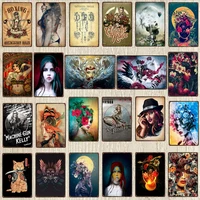 beauty tattoo art plate poster pin up girl sign metal tin signs girls bedroom decor bar garage barbershop wall plaques painting