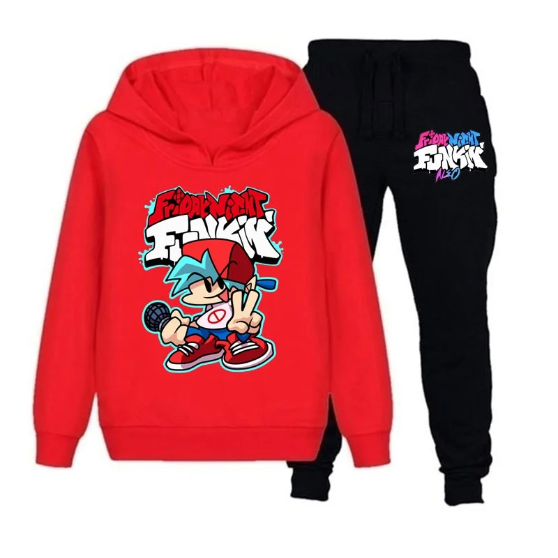 Fashion Children's Clothes Cartoon Hoodie and Pants Two-piece Game Friday Night Funkin Sportswear Leisure Sports Children's Suit
