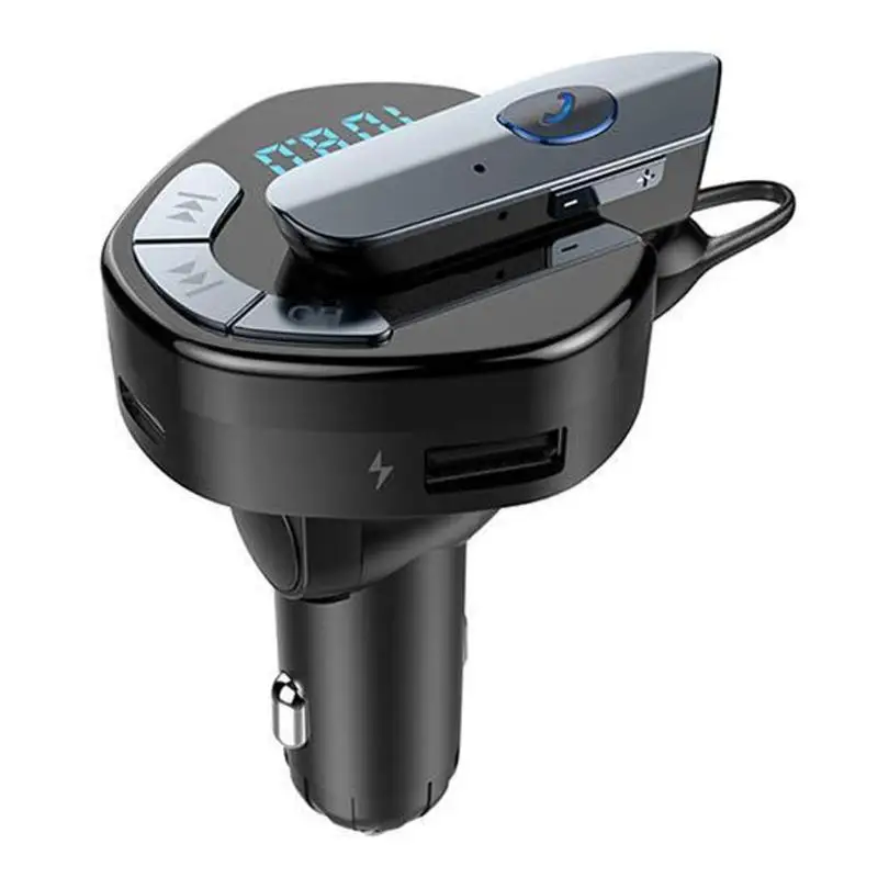 VODOOL Handsfree Bluetooth 5,0 fm-передатчик с наушниками Dual USB Автомобильное зарядное устройство для телефона Bluetooth автомобильный комплект стерео аудио mp3-плеер