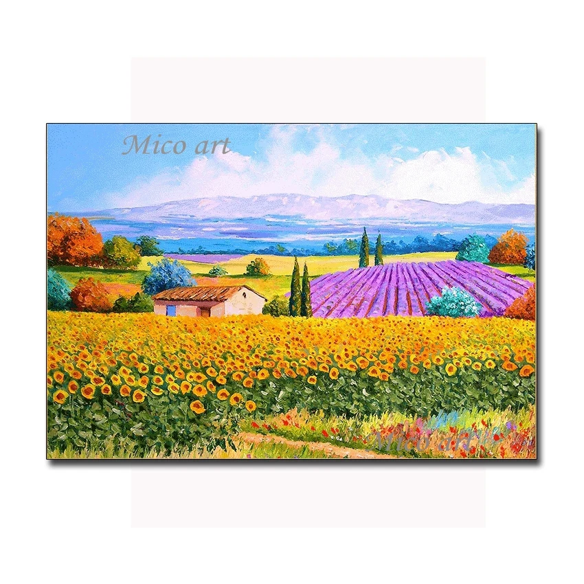 

Outdoor Flowers Landscape Oil Painting Hand-painted Lavenders Picture Wall Decor Canvas Scenery Art Unframed Paintings Artwork