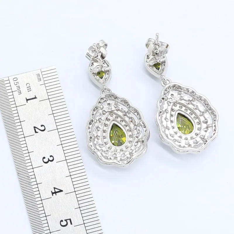 Набор украшений для женщин набор из зеленого оливкового и серебряного цветов