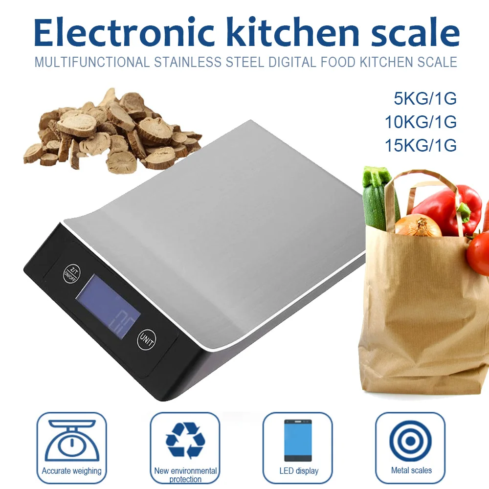 

High Precision Of 1 G Kitchen Scale Electronic Digital Scale Stainless Steel Weighing Measuring Tools With LCD Display Baking