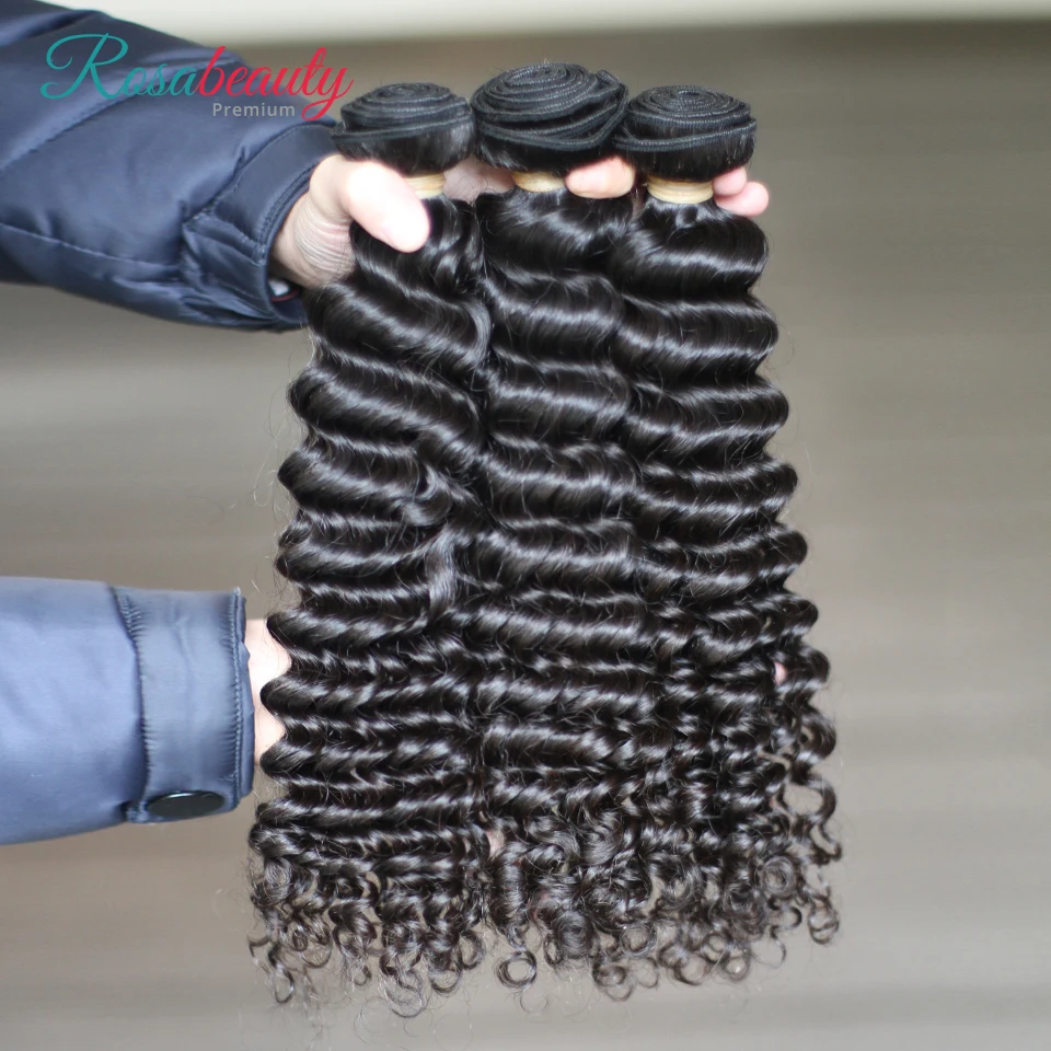 [Rosabeauty] волос OneCut глубокие кудрявые 8-28 30 дюймов P бразильские волосы remy натуральный цвет человеческие волосы ткачество пучки