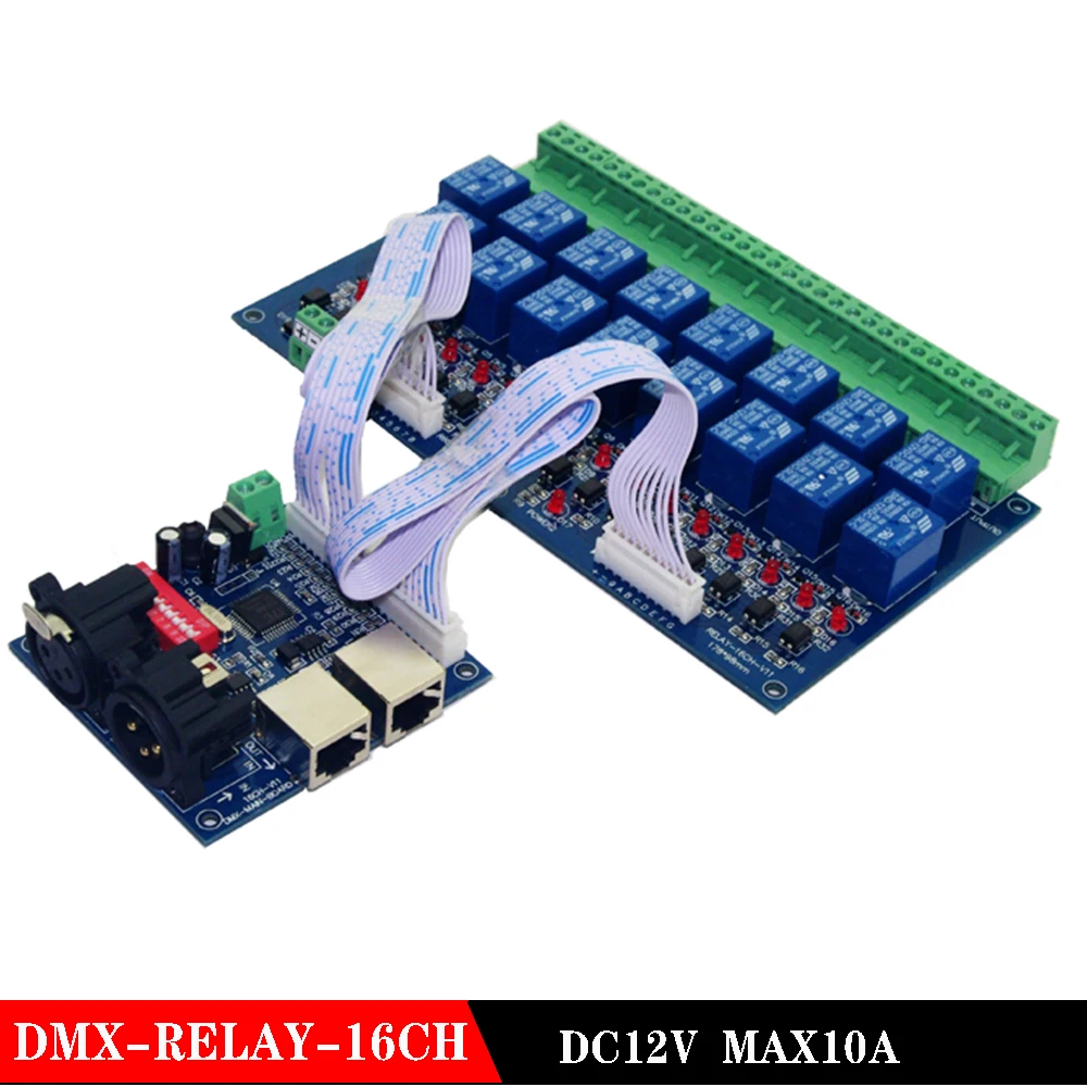16CH DMX512 relay decoder DC12V Max10A 16 group relay switch main-board & DMX-RELAY-16CH