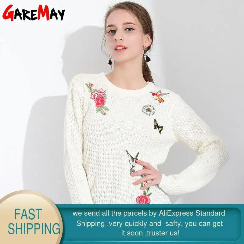 GAREMAY модный осенний тонкий вязаный свитер пуловер Женские топы с длинным рукавом