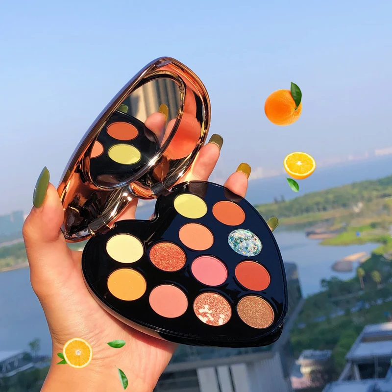 Мерцающий матовый макияж в форме сердца палитра теней для век блестящие