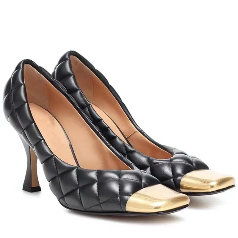 Мюли женские кожаные квадратный носок высокий каблук искусственная кожа пэчворк