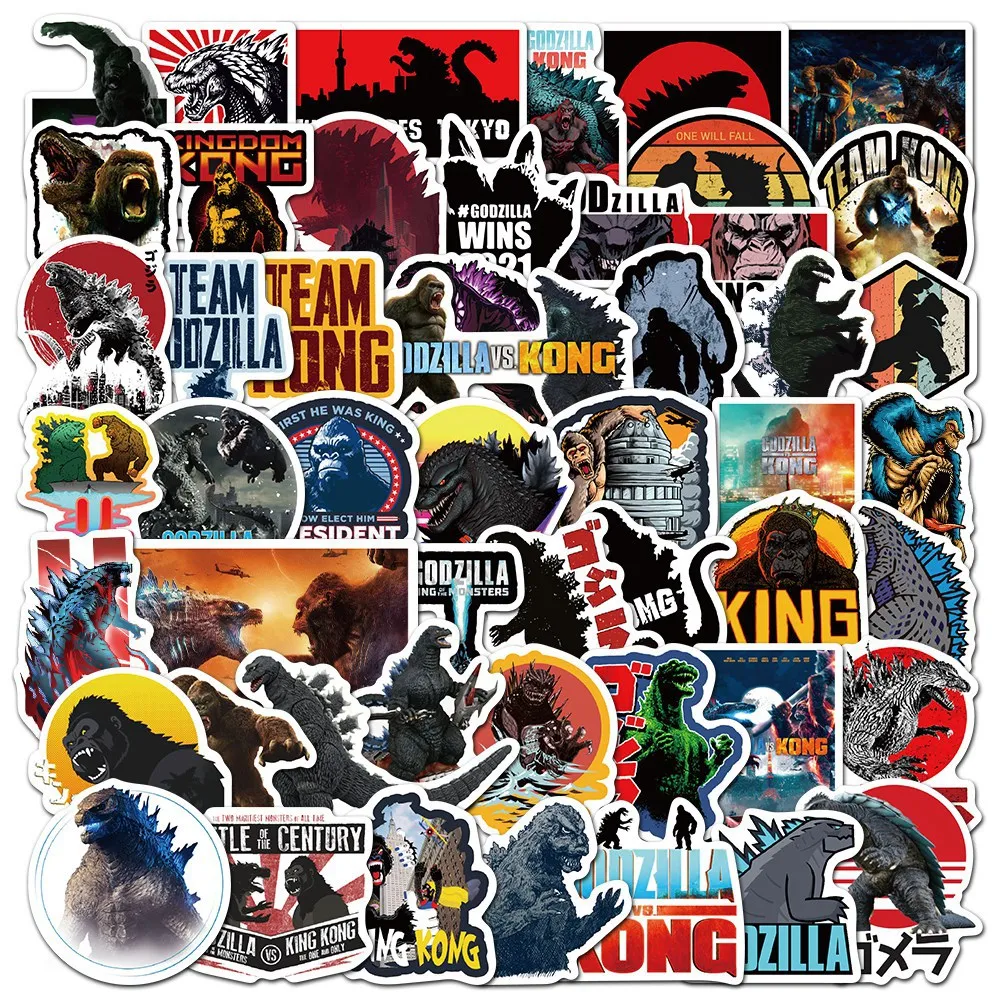 

50 PCS Of Monster King Godzilla Personality Fashion Manual Notebook Scooter Car Decoration Stickers Children's Gifts Toys