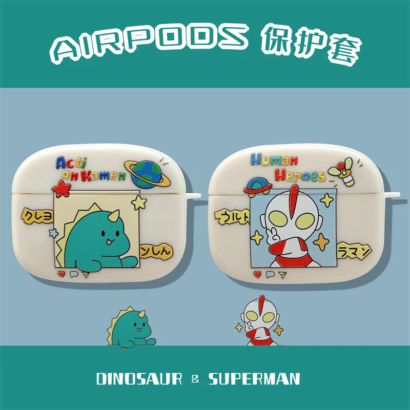 Чехол из ПВХ для AirPods 1 2 Pro с японскими мультяшными изображениями Ультрамен монстр