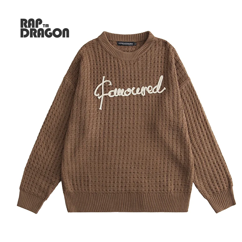

Vintage Sweater Oversized Knitted Pullovers Letter Embroidery Sweatshirt Loose Harajuku Pullover Autumn Couple Retro Clothing