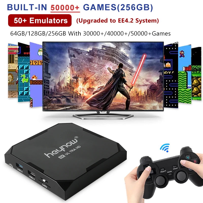 Приставка Игровая HEYNOW X Max Plus 8K HD Wi-Fi 50000 + для PS1/PSP/N64/SS Android 9 EE4.2 | Электроника