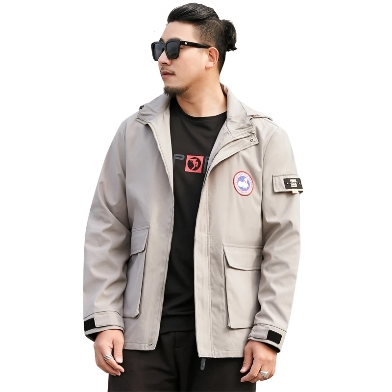 

big Plus Size 8xl 7xl 6xl New Autumn Mens Fashion Outerwear Windbreaker Men' S Tooling Jacket Hooded Casual Sporting Coat