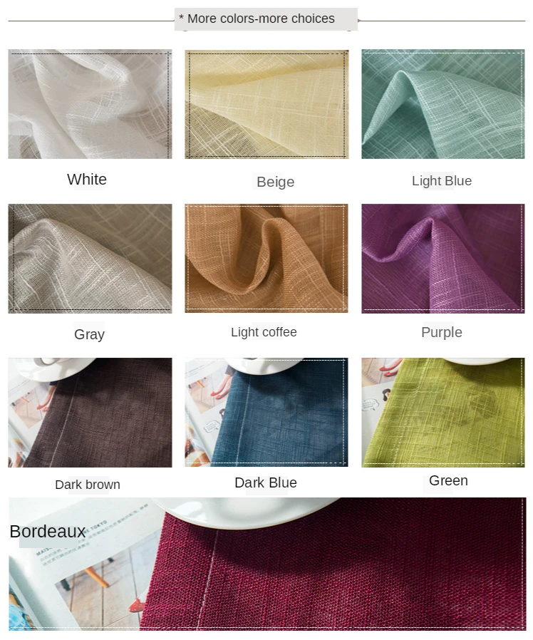 Простая Современная хлопковая пряжа для занавесок однотонная льняная занавеска