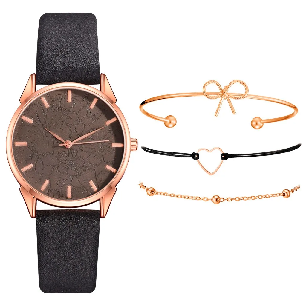 

Watches women Fashion Small And Delicate European Beauty Simple Casual Bracelet Watch Suit Printed pattern dial for women luxury