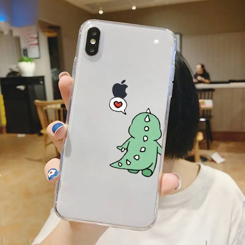 cute cartoon dinosaur couple best friend phone case transparent for iphone 6 7 8 11 12 s mini pro x xs xr max plus free global shipping