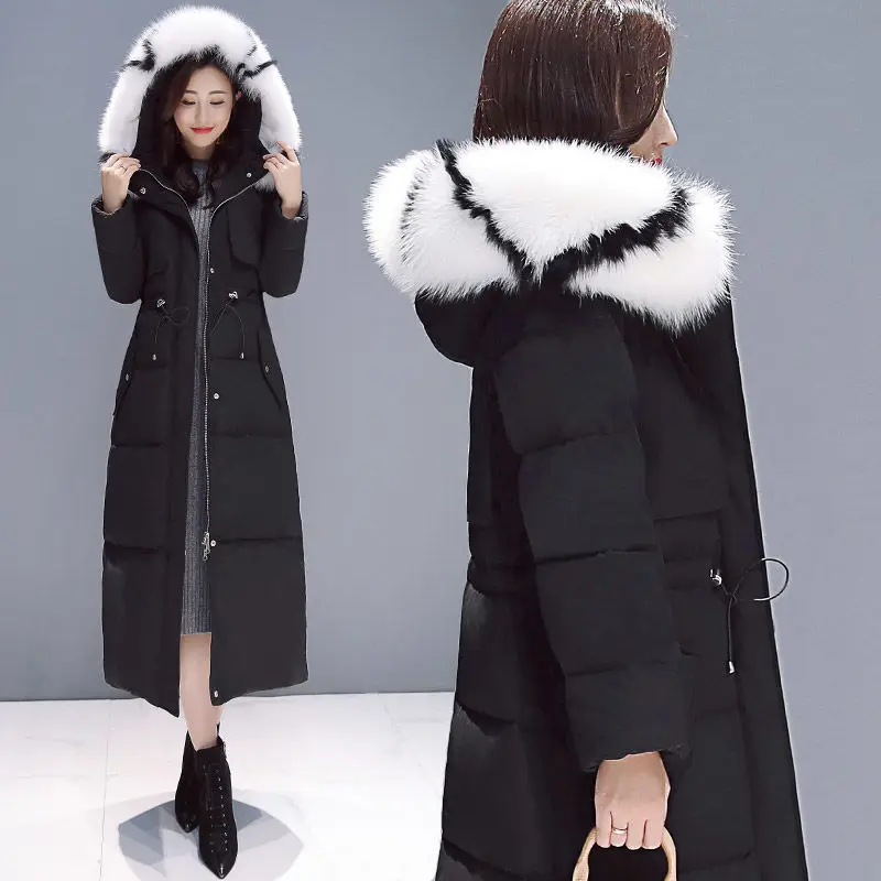 Good Quality Goods 2021 Winter New Down Padded Jacket Women Long Section Over The Knee Thick Coat Fashionable Big Fur Collar enlarge