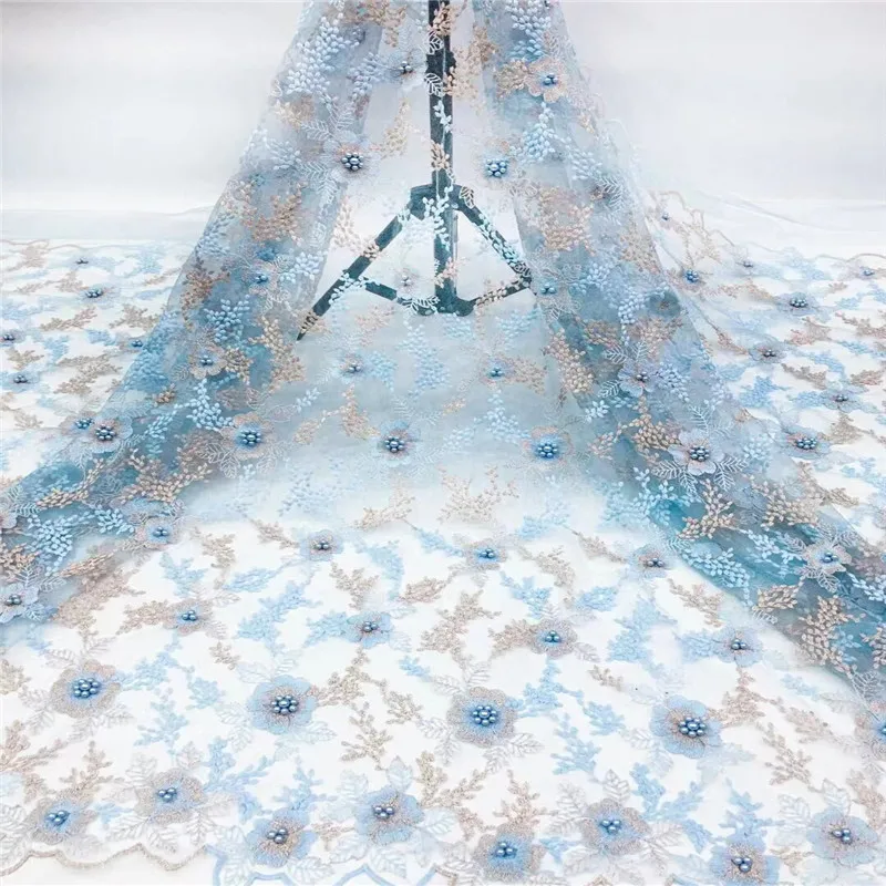 Лучшее качество персиковая африканская сетчатая кружевная ткань высокого