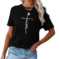 summer hot selling womens t shirt tops faith letters printed short sleeved t shirts