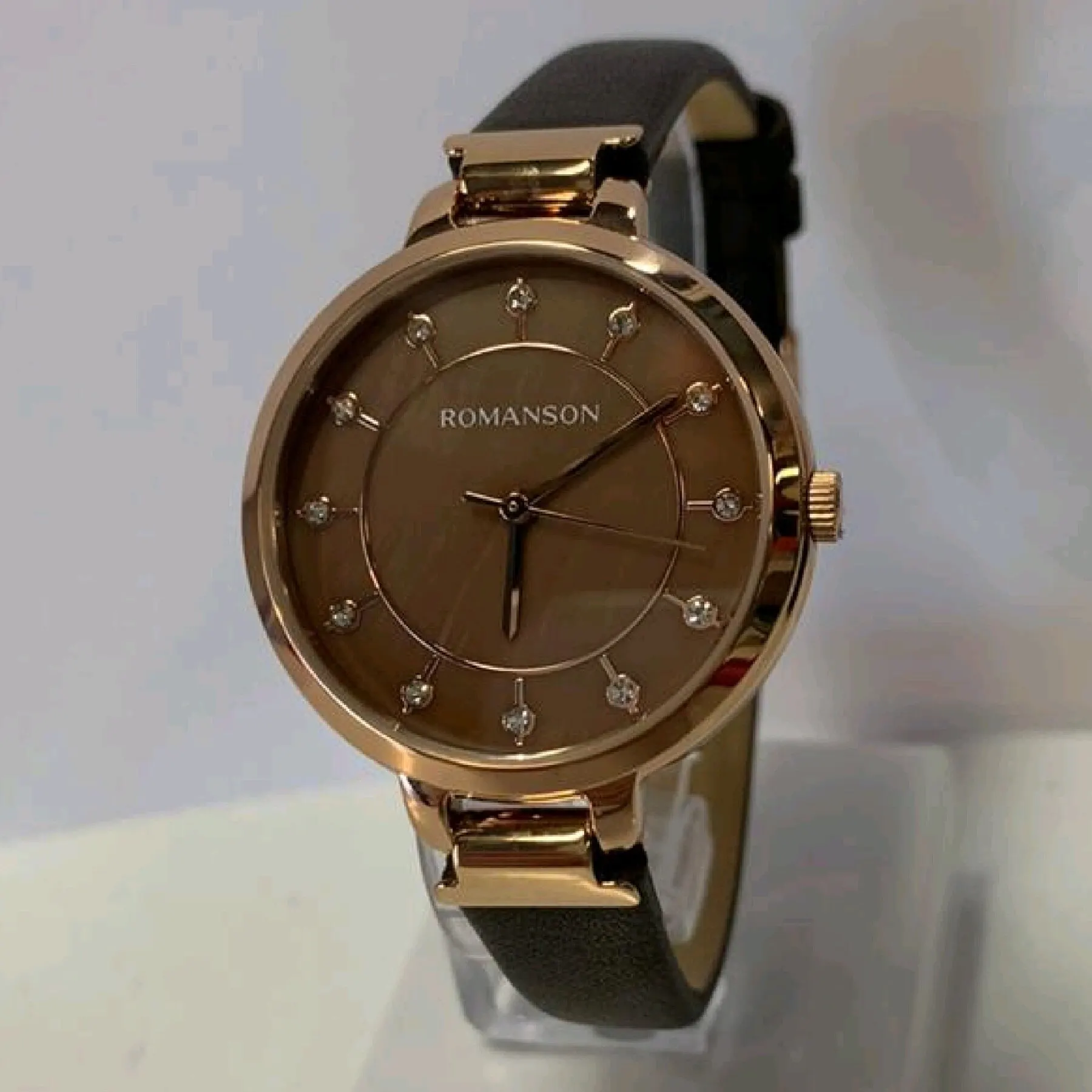 Часы ``Romanson`` RL 0B15L LR(BN) женские кварцевые наручные часы с кристаллами | Наручные