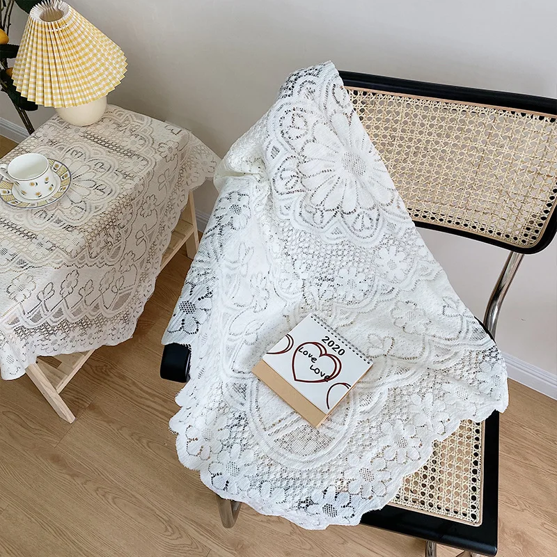 Lace Tablecloth Cafe Restaurant Literary Background Cloth DIY Vintage Decorative Tea Table Side Cabinet Cover ins Style | Дом и сад