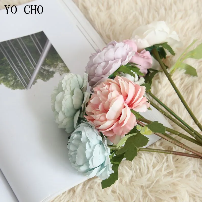 1 Pcs Small Rose Artificial Flowers Branch Silk Fake Roses Wedding Home Table Vase Bedside Decor DIY Craft Faux | Дом и сад