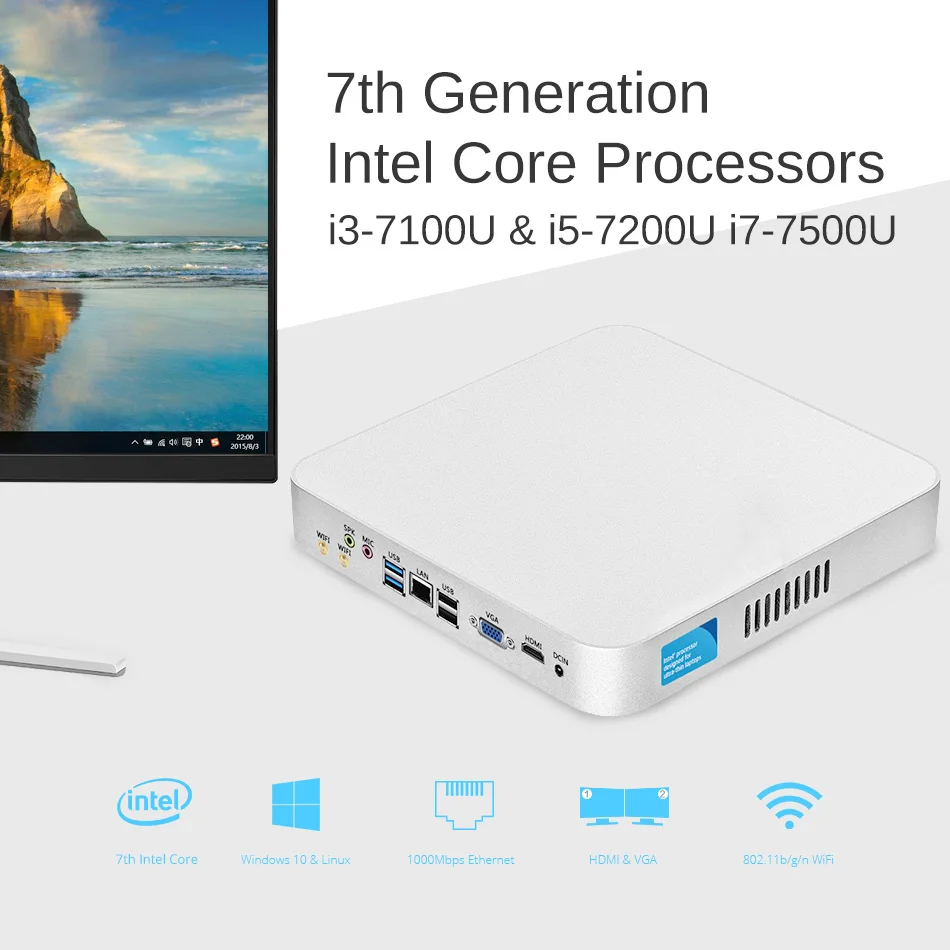 Мини ПК Visture Core i7 i5 i3 Intel CPU HD Graphics Windows 10 Linux WiFi HDMI 6 * USB настольный компьютер игровой