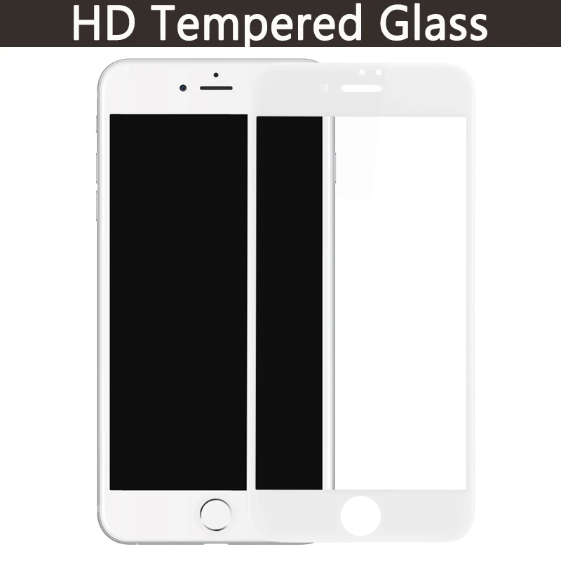 White Закаленное стекло Baseus для iPhone 8 8 Plus, ультратонкое защитное стекло 9H для iPhone 7, 7 Plus, пленка с полным покрытием - Цвет: White