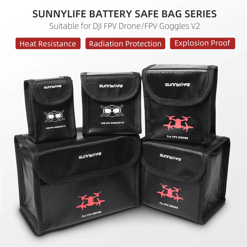 

For DJI FPV Drone/Glasses V2 Battery Explosion-proof Bag Safety Storage Bag