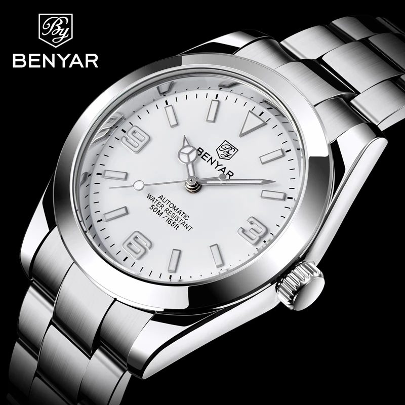 BENYAR New Men's Watches Classic Mechanical Stainless Watch Men Top Brand Automatic Watches Business Waterproof Clock Tourbillon