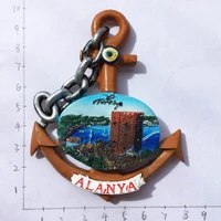 qiqipp turkish tourist resort antalya memorial magnet refrigerator paste alanya alanya castle ship anchor